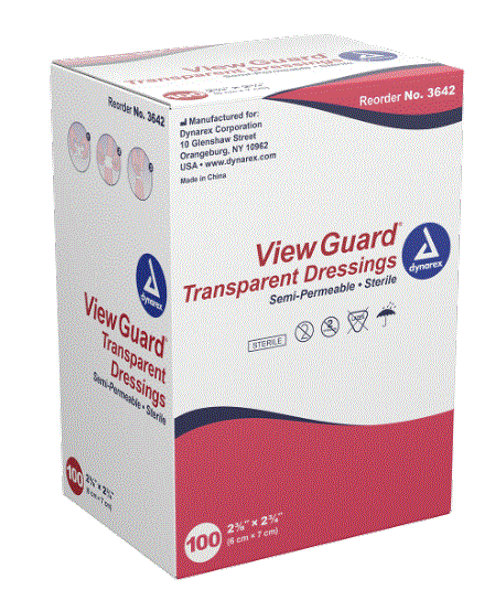 Dynarex® View Guard® Transparent Adhesive Tattoo Bandage Sheets - 2-3/8` x 2-3/4`