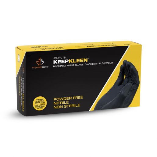 #RDNUTBL Superior Glove® KeepKleen®
Black 3.5 Mil Latex-Free Powder-Free Disposable Black Nitrile Gloves