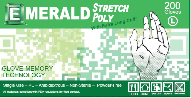 Emerald Stretch Poly Clear Gloves