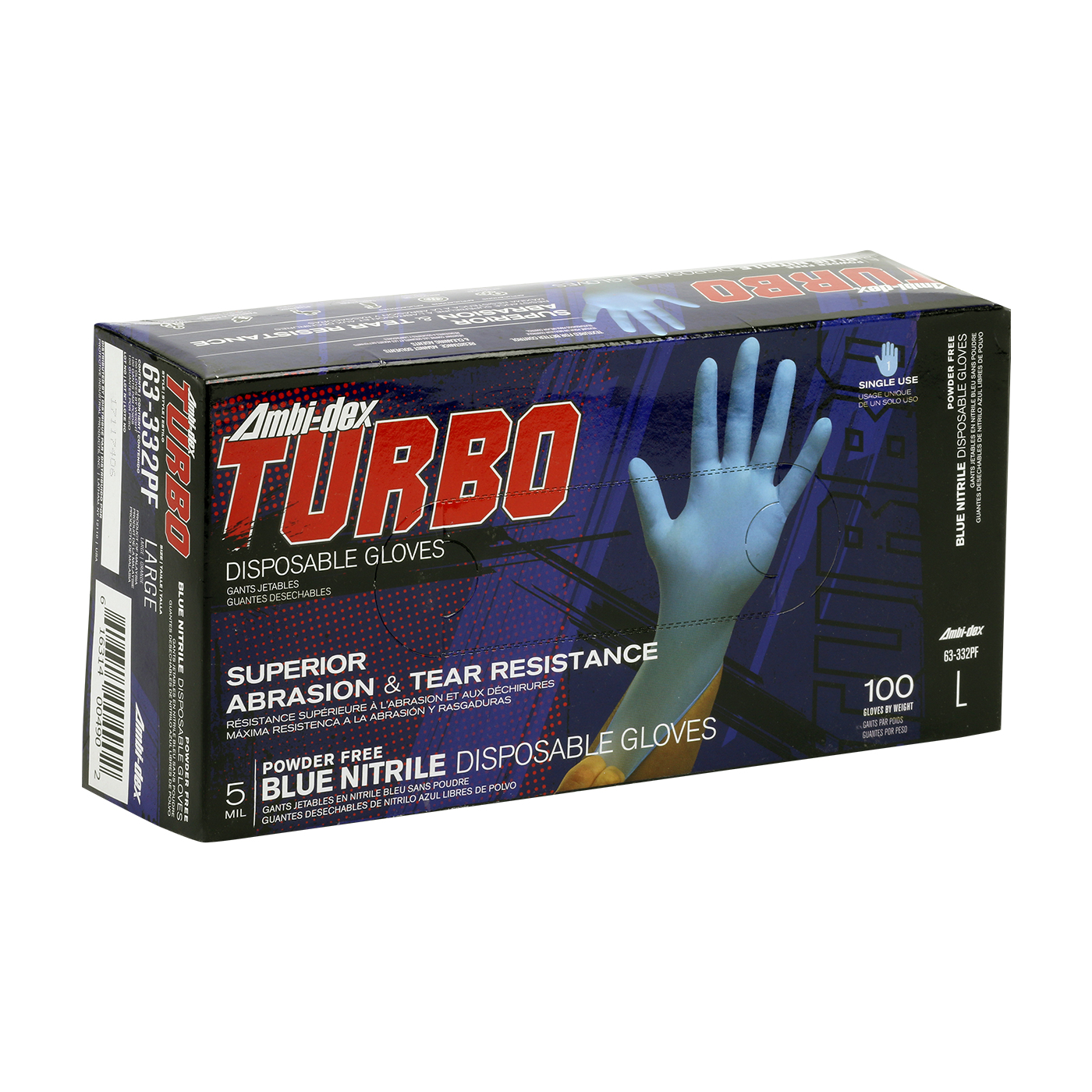 #63-332PF PIP Ambi-dex® Turbo Disposable Nitrile Glove, Powder Free with Textured Grip - 5 mil