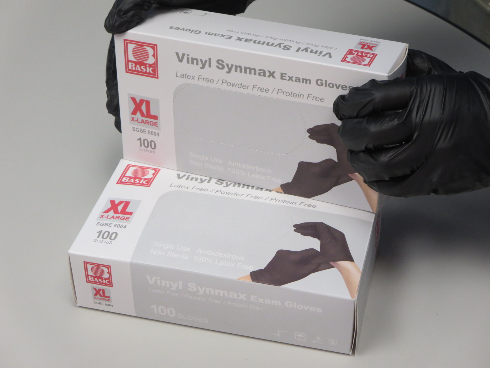Basic Medical 4-mil black latex-free powder-free Synmax Exam Gloves 