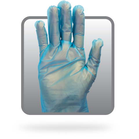 #GDSH-SIZE-BL  Supply Source Safety Zone® Blue Powder Free TPE Stretch Polyethylene Gloves

