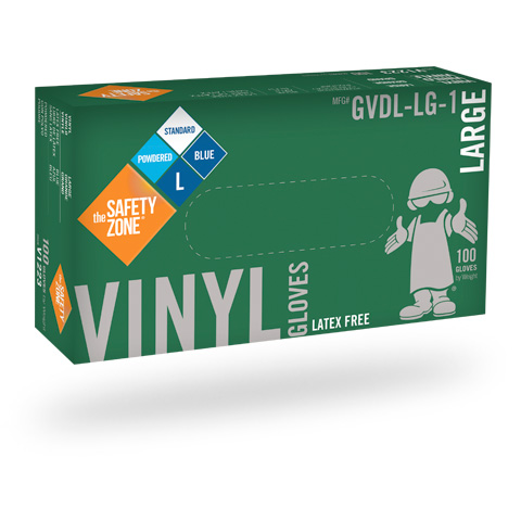 #GVDL-SIZE-1 Supply Source Safety Zone Disposable 3.6 mil Blue Powdered Vinyl Gloves