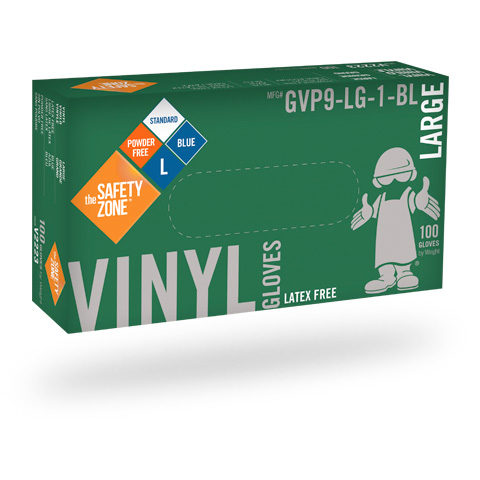 #GVNP-SIZE-1 Supply Source Safety Zone Disposable 3.6 mil Blue Powder-Free Vinyl Gloves
