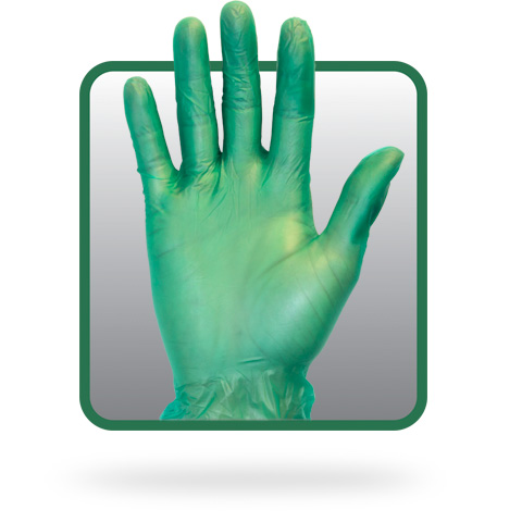 GVP9-(SIZE)-1-GR Supply Source Safety Zone Disposable Green Powder-Free Vinyl Gloves