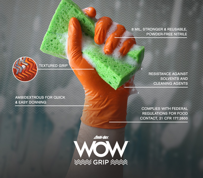 Ambi-dex® WOW™ Grip Disposable Nitrile Gloves 