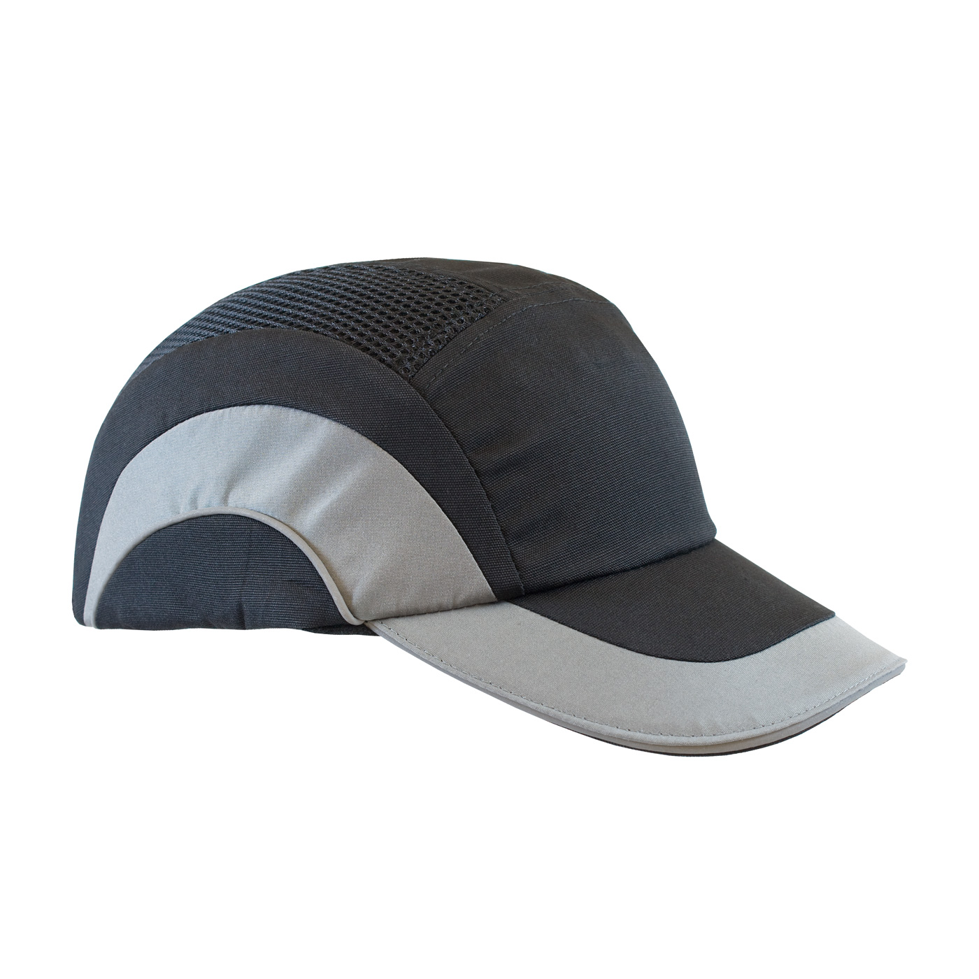 282-ABR170 PIP® Low-Profile HardCap A1+™ Baseball Style Bump Cap with Reflective Piping.  Black/Gray
