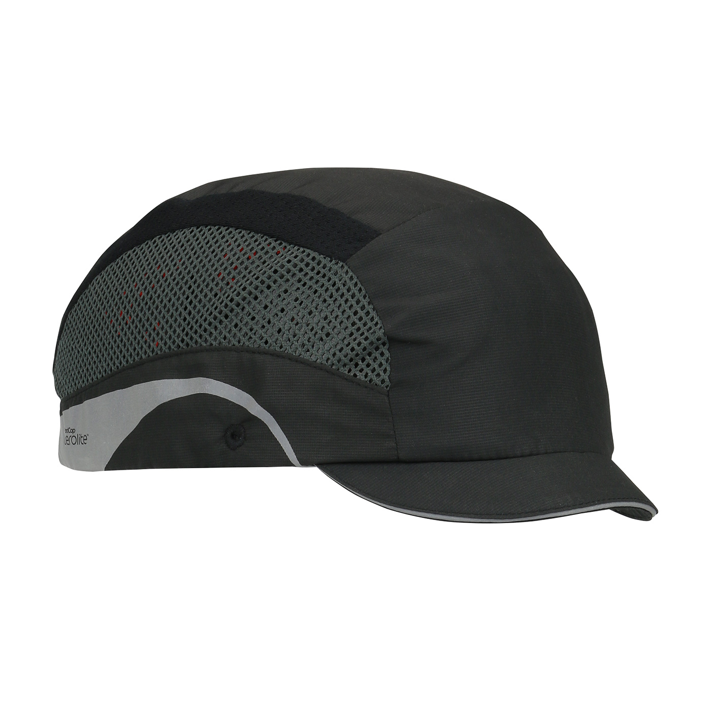 282-AEM130 PIP® Lightweight AeroLite™ 1` Micro Brim Baseball Style Bump Caps: BLACK/BLACK