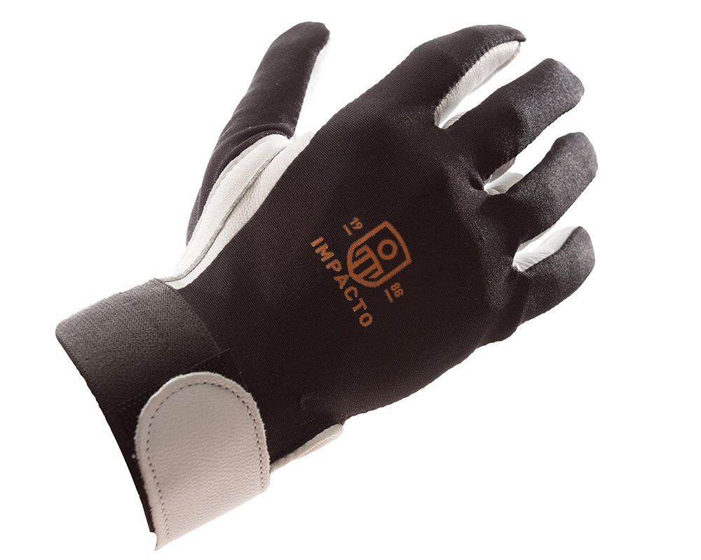 #403-30 Impacto® Pearl Leather Series Full Finger Work Glove with impact absorbing palm padding