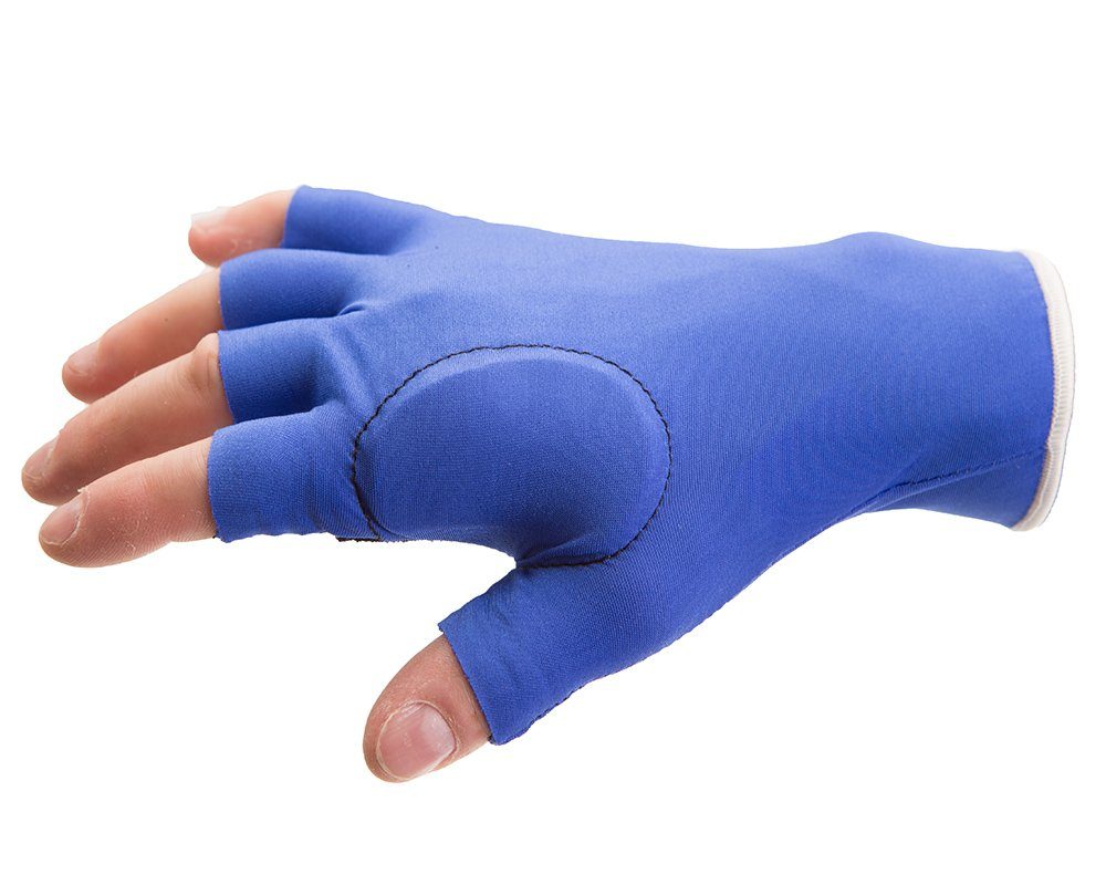 #ER502LS Impacto® Ergotech Half Finger Anti-Impact Vibration Reducing Glove made of lycra spandex with black suede leather cover