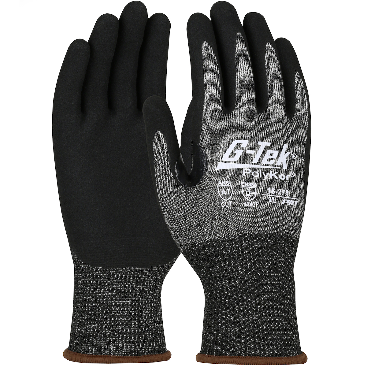 #16-278 PIP® G-Tek®  Seamless Knit PolyKor® X7™ Glove with Nitrile Coated MicroSurface Grip on Palm & Fingers - Touchscreen Compatible 