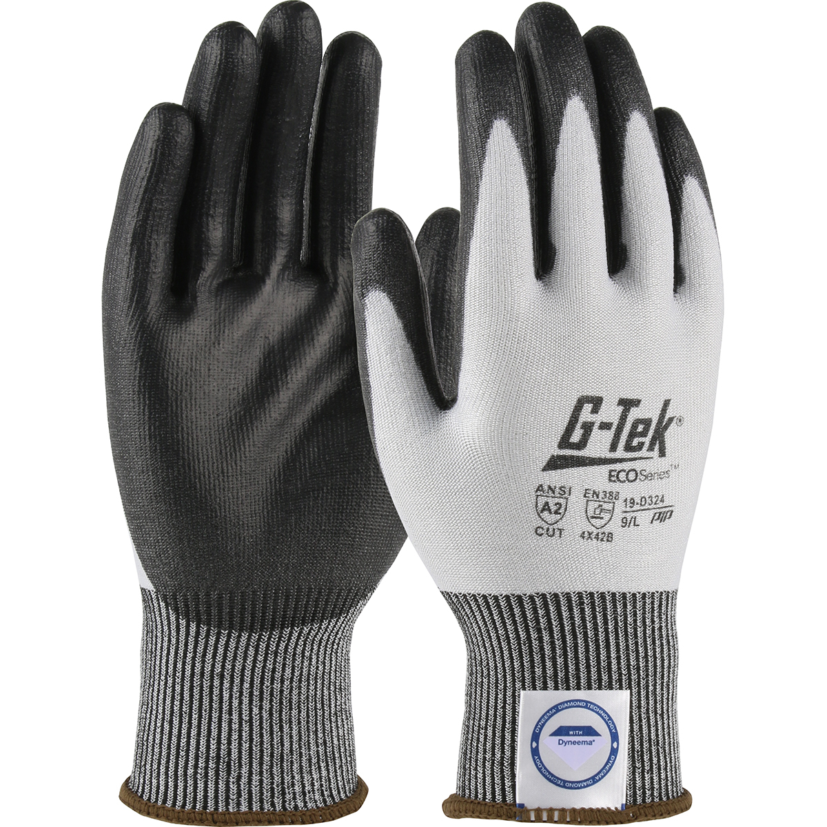 19-D324 PIP® G-Tek® ECO Series™ Seamless Knit Dyneema® Phoenix Blended Glove with Polyurethane Coated Flat Grip on Palm & Fingers