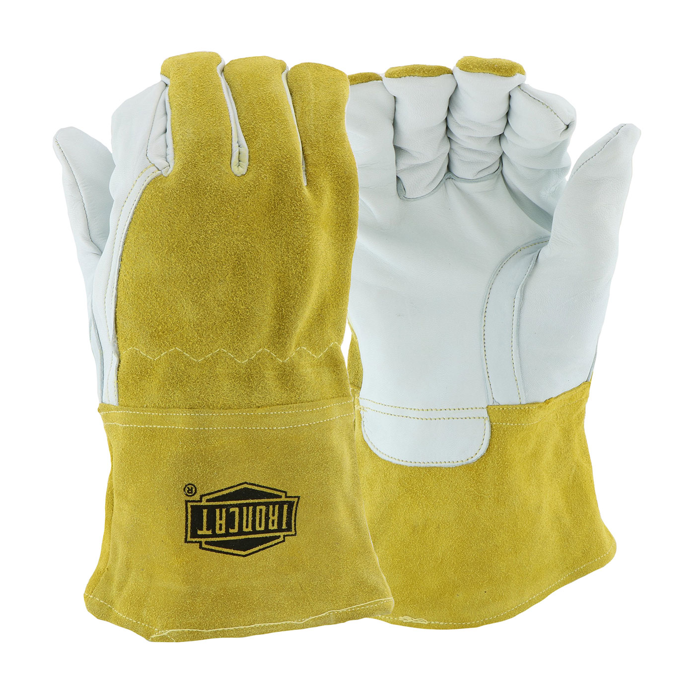 6143 PIP® Ironcat Premium Top Grain Goatskin Leather Fleece Lined Mig Welder's Glove with Kevlar Stitching and 4-inch Split Leather Gauntlet Cuff