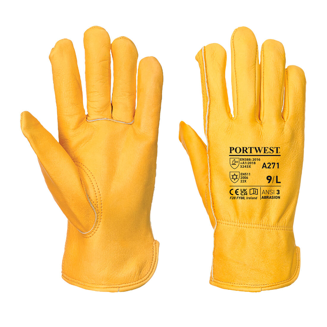 A271 Portwest® Classic Lined Full Grain Cowhide Driver Work Gloves