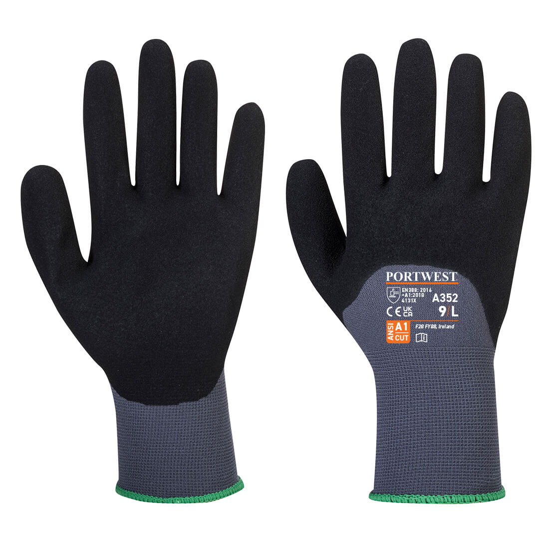 A321 Portwest® Dermiflex Ultra 3/4 Dipped Foam Nitrile A1 Grippy Work Gloves