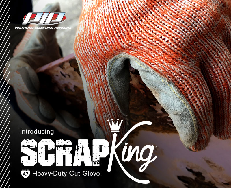 Scrap King™  Seamless Knit PolyKor Engineered Yarn Glove with Split Cowhide Leather Palm
