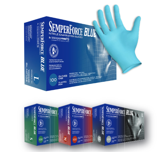 Sempermed® SemperForce®  Premium Blue Nitrile Exam Gloves