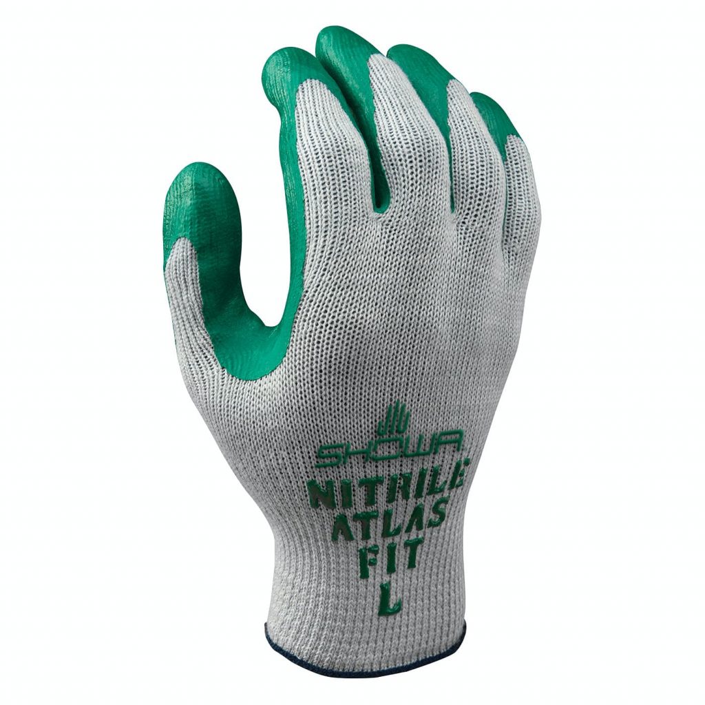 Showa® Atlas 350  General Purpose Green Nitrile Palm Coated 10-Gauge Seamless Knit Glove