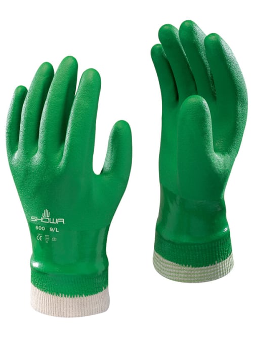Showa® 600 Fully Coated Green PVC Jersey Lined General Purpose Gloves