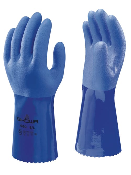 Showa® Atlas® 660 12-inch Blue Triple Coated PVC Gloves 