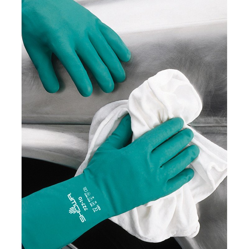 Showa® 727 chemical-resistant 15-mil unsupported unlined Nitrile Gloves