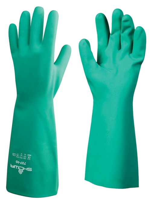 Showa® 737 chemical-resistant 22-mil 15-inch unsupported unlined extended Nitrile Gloves