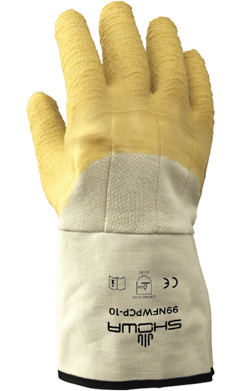 Showa® 99NFWPCP Rubber Coated 10-inch Gauntlet Grip Gloves 
