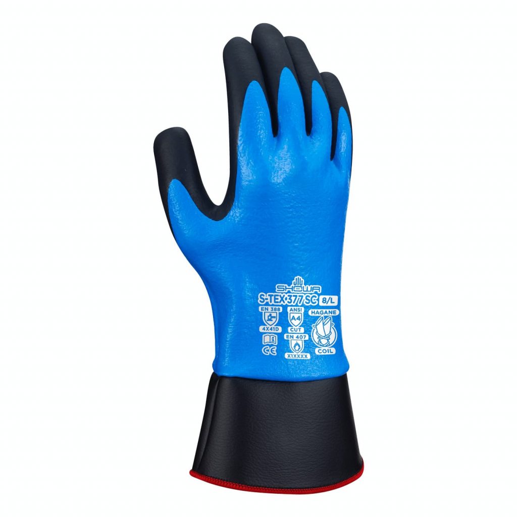 Showa® S-Tex® 377SC Dual Nitrile Coated Hagane Coil A4 Gauntlet Safety Cuff Work Gloves
 