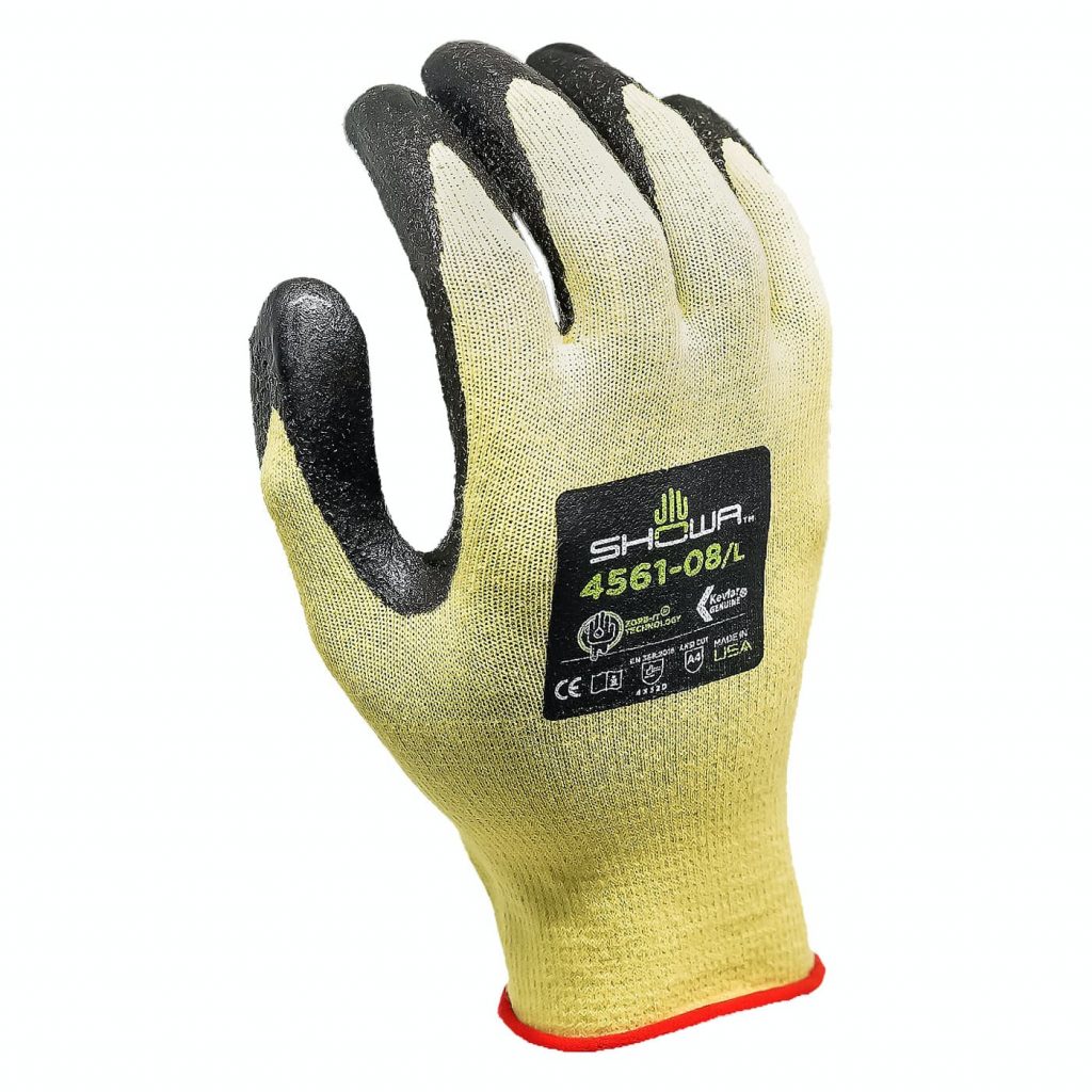 4561 Showa® Kevlar Coated Knit A4  Cut Gloves with foam sponge nitrile palm coating