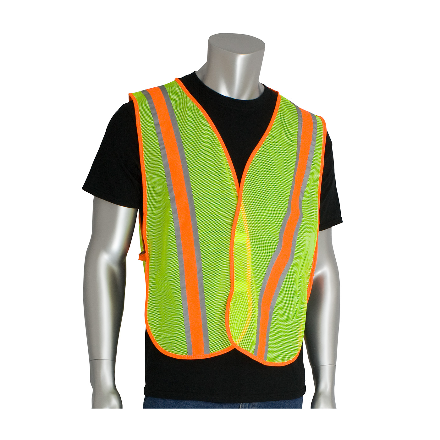 #300-0900 PIP® Non-ANSI Two-Tone Hi-Viz Lime Yellow Safety Vests