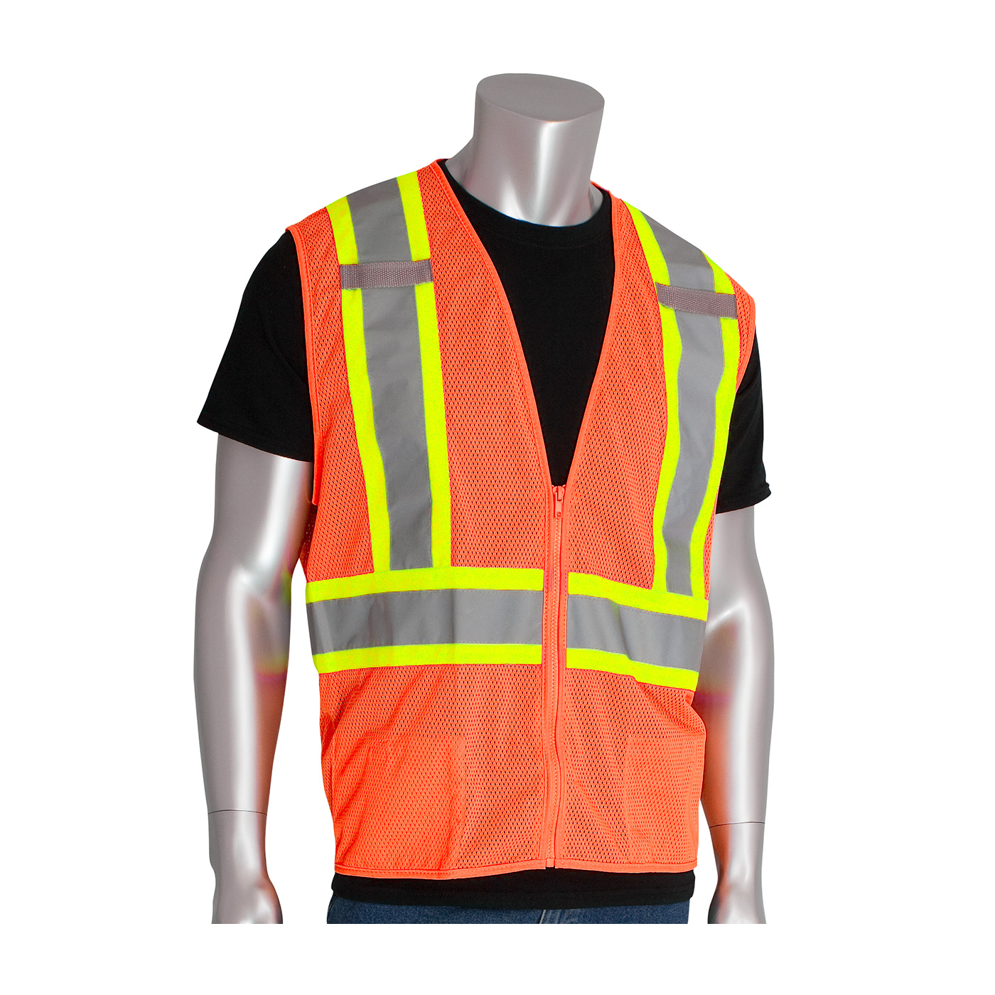 PIP® Type/Class R2 Two-Tone D-Ring Mesh Vests #302-0600D-OR