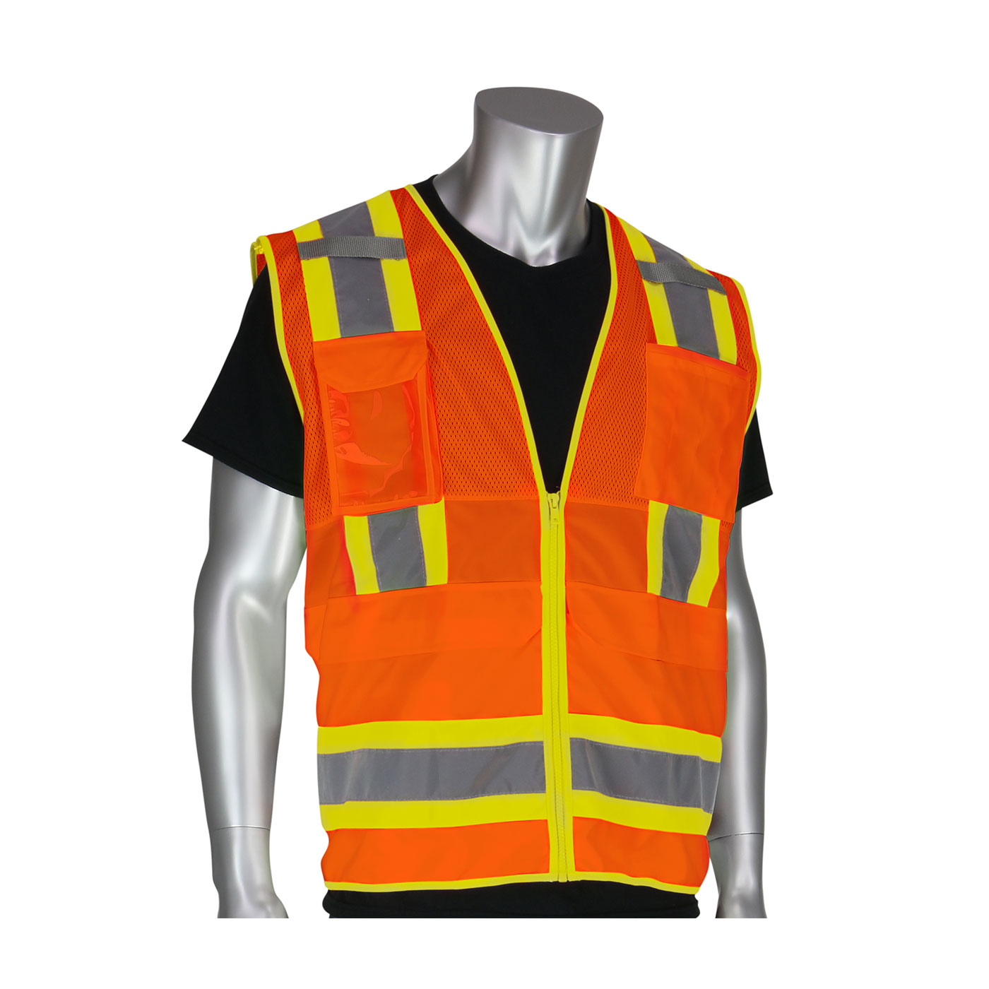 PIP® Hi Viz Orange ANSI Type R Class 2 Two-Tone Ten Pocket Surveyors Tech Vest #302-0700