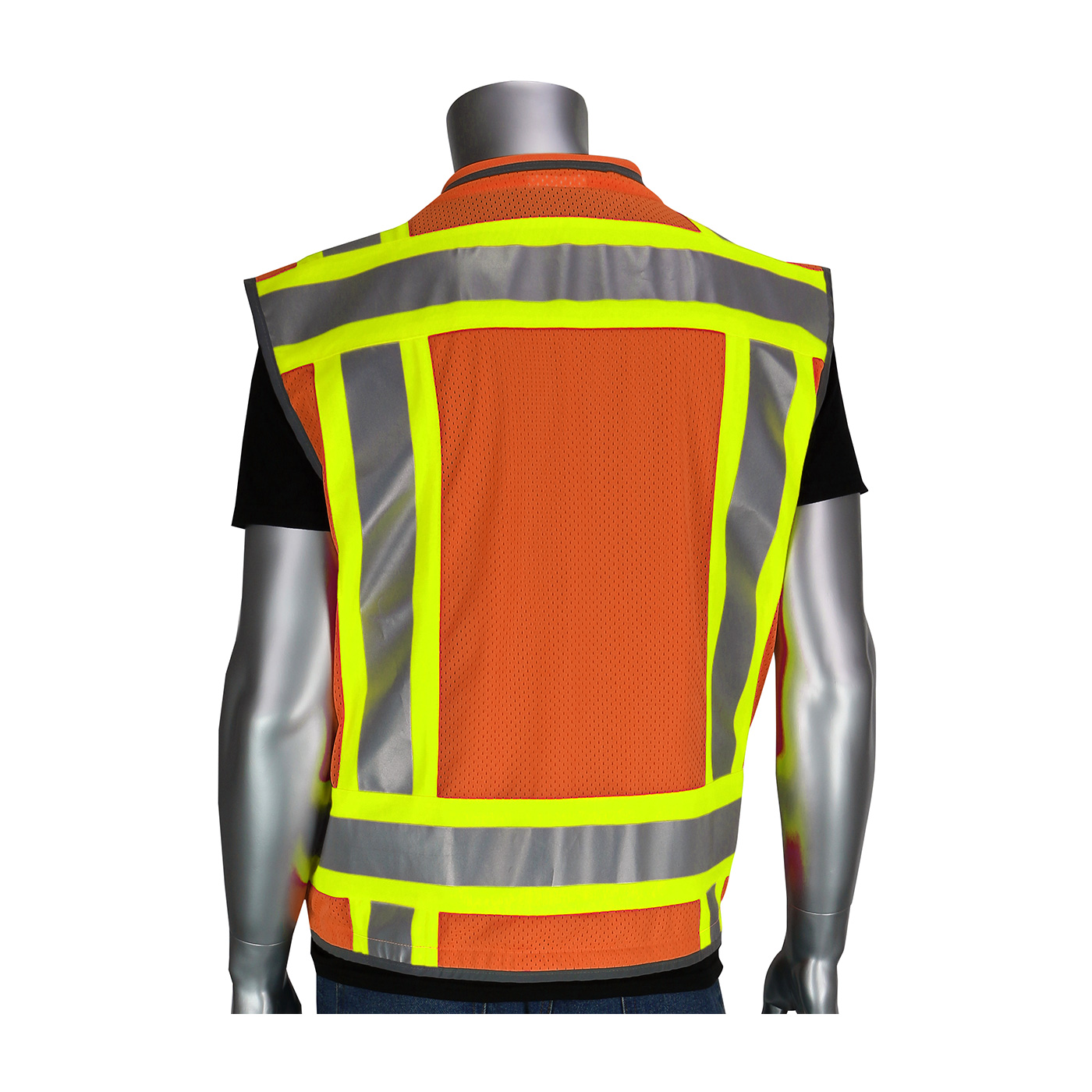 PIP® ANSI Type R Class 2 Orange Two-Tone Fifteen Pocket Tech-Ready Ripstop Surveyors Vest with Mesh Back #302-0900