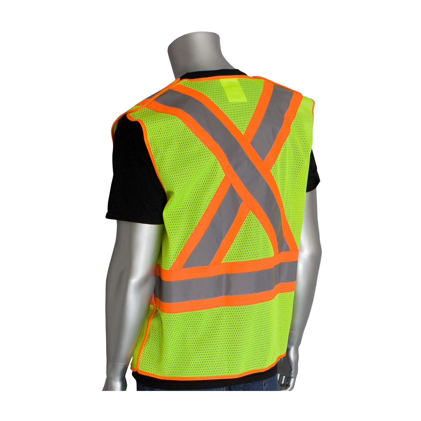 PIP® ANSI Type R Class 2 and CAN/CSA Z96 Two-Tone X-Back Breakaway Mesh Vest #302-0211LY