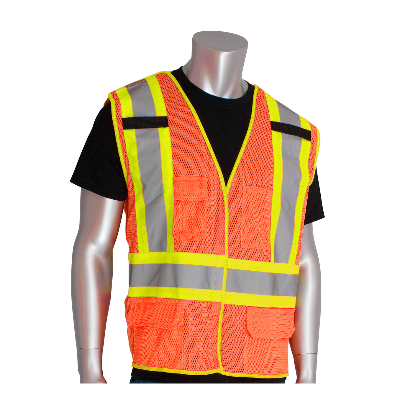 PIP® ANSI Type R Class 2 and CAN/CSA Z96 Two-Tone X-Back Breakaway Mesh Vest #302-0211OR