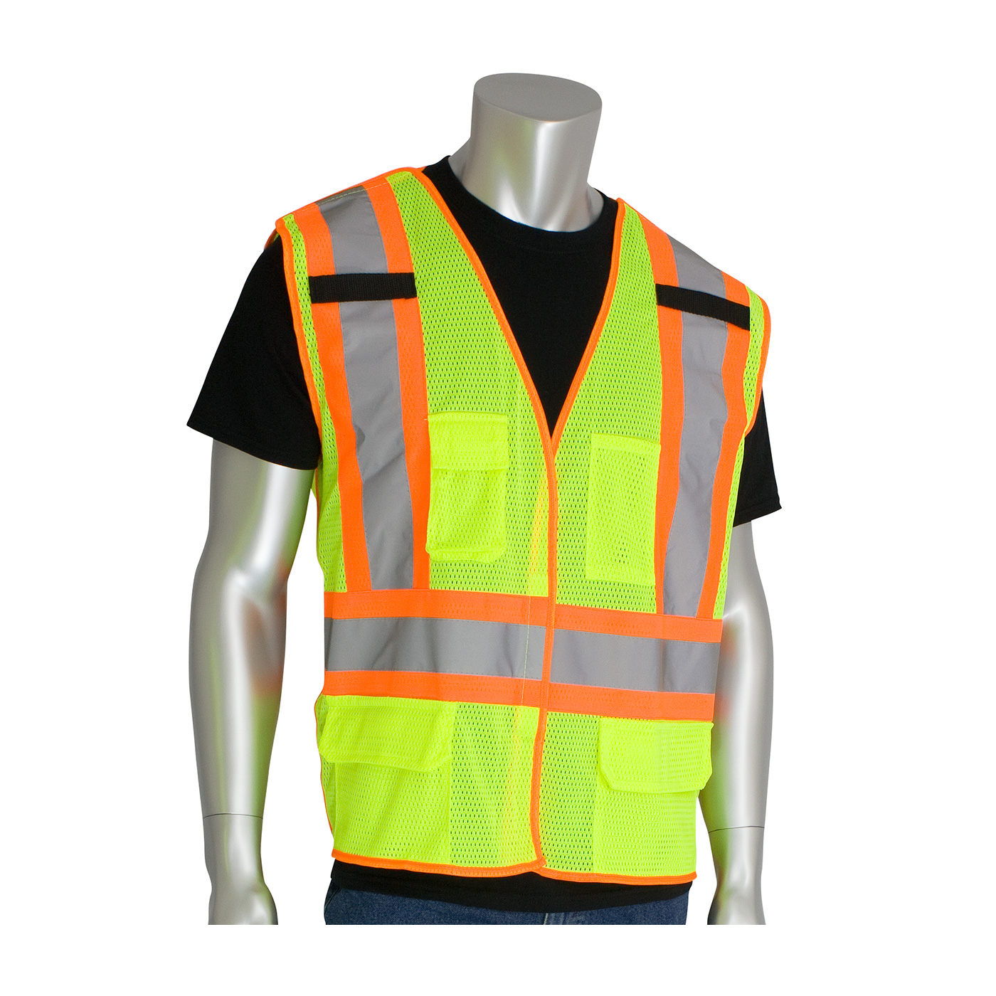 PIP® ANSI Type R Class 2 Two-Tone Breakaway Mesh Vest w/ 5 pockets #302-0212-LY