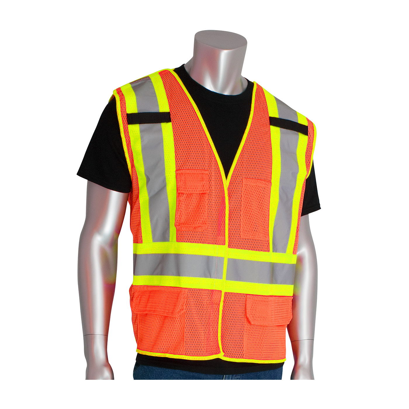 PIP® ANSI Type R Class 2 Two-Tone Breakaway Mesh Vest w/ 5 pockets #302-0212-OR
