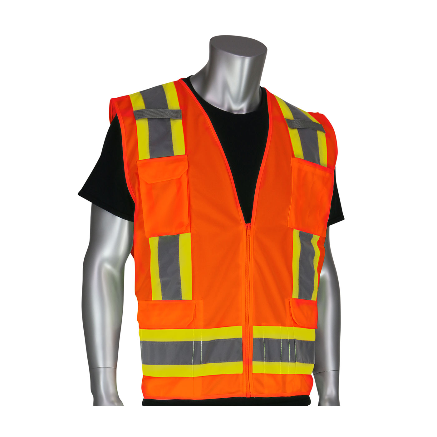PIP® ANSI Type R Class 2 Two-Tone Eleven Pocket Surveyors Mesh Vest #302-0500M-OR