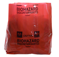 15` x 9` x 23` Red Infectious Biohazard Message Extra-Strength Low Density Gusseted Liners, 4-mil 