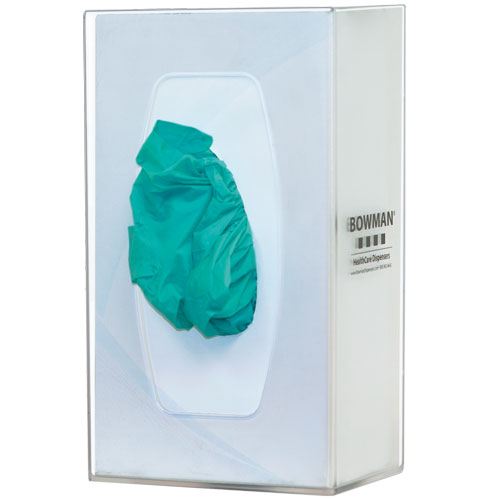 GL100-1214: Bowman® Clear PETG Plastic Double Glove Dispenser w/ divider 