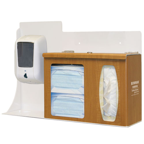 RS005-0223 BOWMAN Signature Series - Maple Fauxwood ABS Plastic Locking Respiratory Hygiene Station 