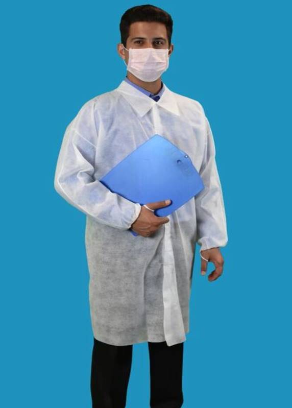 #LC0-WE-NW-HD-V Keystone® Heavyweight Disposable Polypropylene  Lab Coats w/ No Pockets, Elastic Wrists and Velcro Touch Fastening Closure