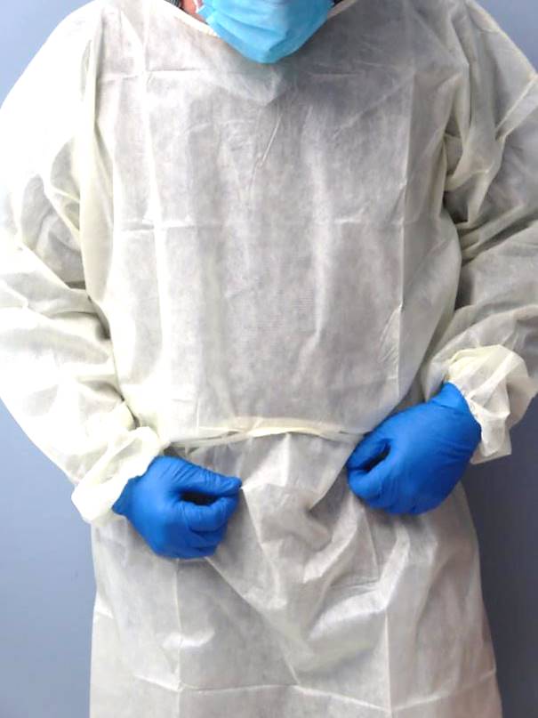 Disposable Yellow Fluid-Resistant Polypropylene Isolation Cover Gowns w/ Elastic Cuffs