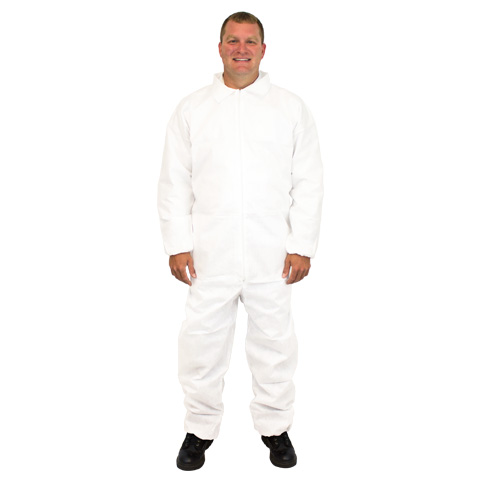 #DCWH-SIZE-SMSEWA Supply Source Safety Zone® White SMS Protective Coveralls w/ Elastic Cuffs