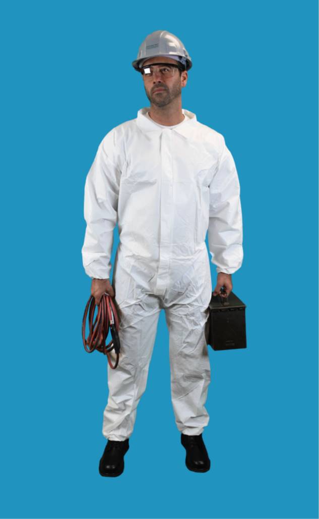 #CE-CVL-KG-E-BULK KEYGUARD COVERALL WITH ELASTIC WRISTS AND ANKLES-ZIPPER
FRONT-SINGLE COLLAR-ELASTIC BAND THUMB LOOPS-3 VELCRO PATCH STORM FLAP
CLOSURE AND DOUBLE ZIPPER ANTI STATIC