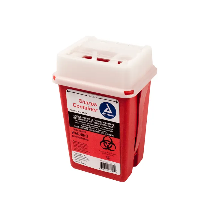 4623 Dynarex® 2-Quart Red Locking Sharps Container with Transparent Lid