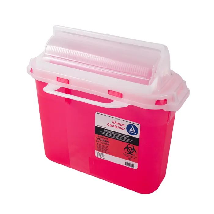4625 Dynarex® 5.4-Quart Red Locking Sharps Container with Transparent Lid
