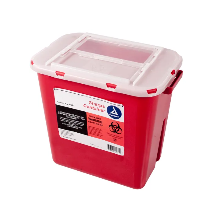 4627 Dynarex® 2-Gallon Red Locking Sharps Container with Transparent Lid