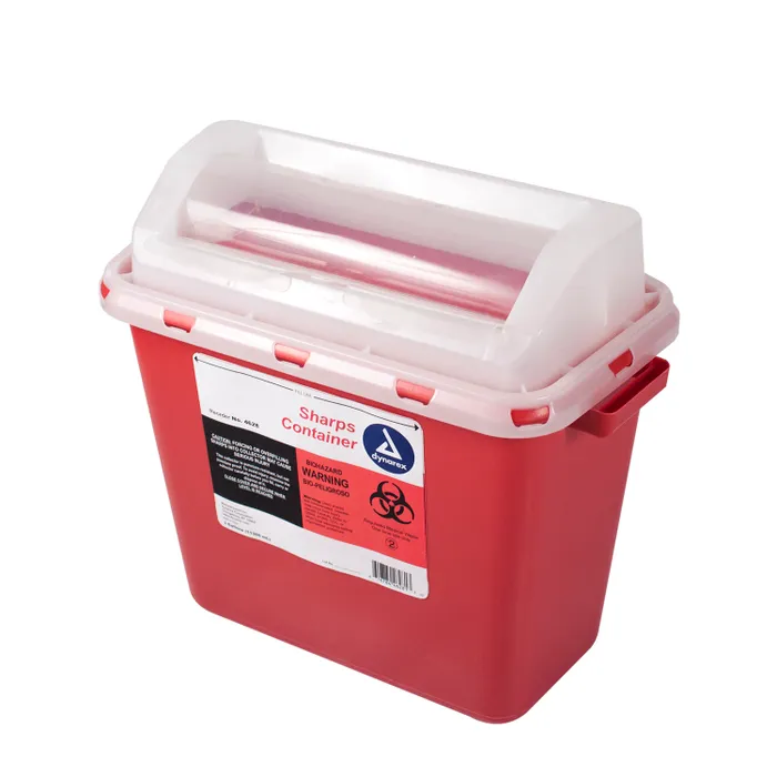 4628 Dynarex® 3-Gallon Red Locking Sharps Container with Transparent Lid