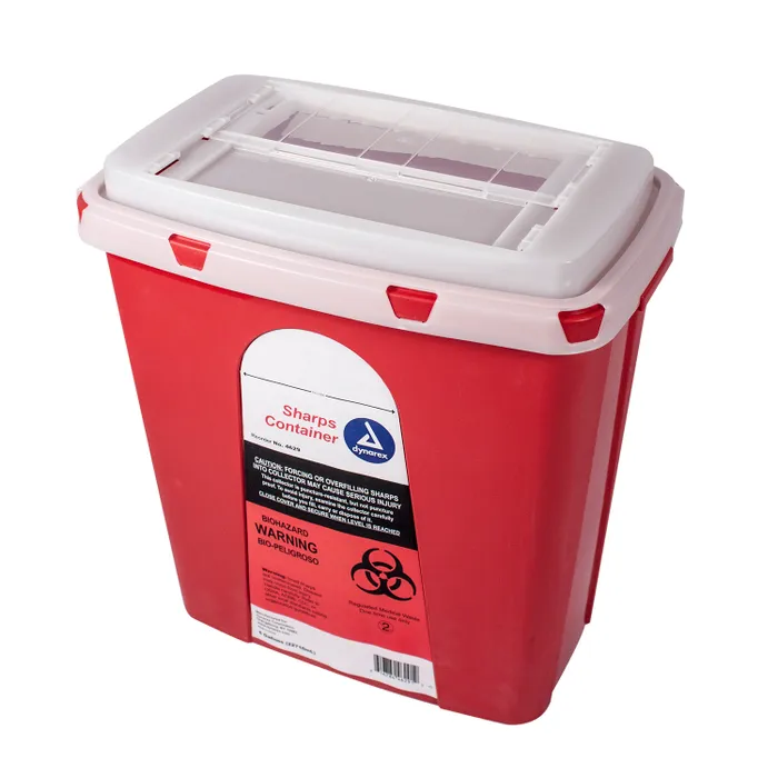 4629 Dynarex® 6-Gallon Red Locking Sharps Container with Transparent Lid